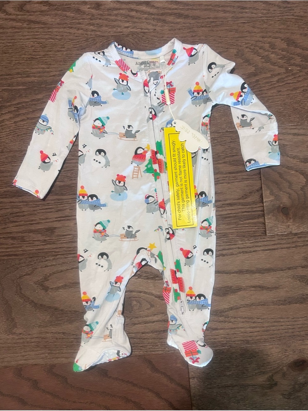 NWT Angel Dear Size 0-3 month Baby Bamboo Penguin Christmas Sleeper